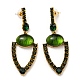 Green Glass Dangle Stud Earrings(EJEW-F323-02A)-1