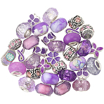 Alloy Rhinestone/Resin European Beads, Rondelle Large Hole Beads, Mixed Shapes, Medium Purple, 6~11.5x6~13.5x7~13.5mm, Hole: 4~6mm, 50pcs/set(MPDL-SC0001-11C)