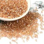 Transparent Colours AB Glass Seed Beads, Hexagon(Two Cut), Sandy Brown, 2x1.5mm, Hole: 0.9mm(SEED-S042-19B-05)