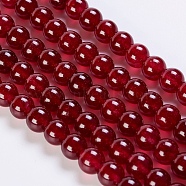 Natural White Jade Beads Strands, Dyed, Round, Dark Red, 8mm, Hole: 1mm, about 47pcs/strand, 14.9 inch(G-K254-10-8mm-01)
