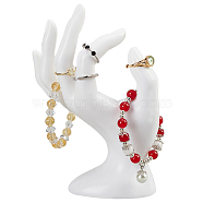 Plastic Mannequin Hand Jewelry Display Holder Stands, OK Shaped Hand Ring Jewelry Organizer Rack for Ring, Bracelet, Watch, White, 11.5x7.1x18cm(RDIS-WH0009-013B)