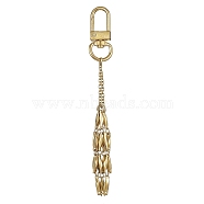 304 Stainless Steel Braided Macrame Pouch Empty Stone Holder for Pendant Decorations, with Alloy Swivel Clasps, Golden, 109mm(HJEW-JM01218-01)