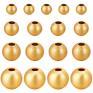 160Pcs 4 Style Brass Beads, Long-Lasting Plated, Round, Matte Style, Real 18K Gold Plated, 3~6mm, Hole: 0.9~1.4mm, 40pcs/style(KK-BBC0008-97)