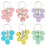 Peach Resin Pendant Keychains, with Iron Findings, for Car Key Bag Decoration, Mixed Color, 7.5cm, 6 colors, 1pc/color, 6pcs/set(KEYC-AB00043)