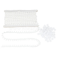 PandaHall Elite DIY Kits, Including Chinlon Elastic Force Lace Trim Cotton String Threads and Resin Buttons, White, Ribbon: 20yard, Button: 100pcs(DIY-PH0002-05A)