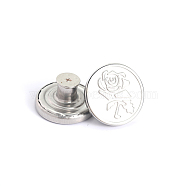 Alloy Button Pins for Jeans, Nautical Buttons, Garment Accessories, Round with Rose, Platinum, 20mm(PURS-PW0009-01G-02P)