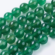 Natural Green Onyx Agate Beads Strands, Dyed, Round, Green, 10mm, Hole: 1mm, about 38pcs/strand, 15.75 inch(G-G583-10mm-11)
