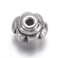 Antique Silver Tone Tibetan Silver Flower Beads, Lead Free & Cadmium Free, about 5mm wide, 4.3mm long, Hole: about 1mm(X-AB622)