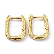 Textured Rectangle Brass Hoop Earrings, Long-Lasting Plated Earrings for Girl Women, Real 18K Gold Plated, 16x11.5x2mm, Pin: 0.8mm(EJEW-B007-02G)