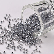 12/0 Grade A Round Glass Seed Beads, Ceylon, Slate Gray, 2x1.5mm, Hole: 0.7mm, about 5388pcs/50g(X-SEED-N001-B-150)