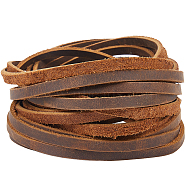 Flat Cowhide Leather Jewelry Cord, Jewelry DIY Making Material, Sienna, 5x2mm(LC-GF0001-10A-01)