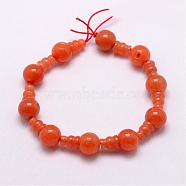 Natural Red Aventurine 3-Hole Guru Bead Strands, for Buddhist Jewelry Making, T-Drilled Beads, 16.5~18mm, Hole: 2~3mm, 2pcs/set, 10sets/strand, 6.5 inch(G-K149-21)