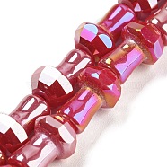 Electroplate Glass Beads Strands, AB Color Plated, Faceted, Mushroom, FireBrick, 12x8mm, Hole: 1mm, about 50pcs/strand, 22.83''(58cm)(GLAA-K064-01A-02)
