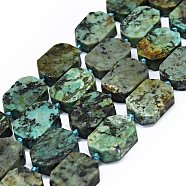 Natural African Turquoise(Jasper) Beads Strands, Frosted, Rectangle, 14~17x11~13x5~6mm, Hole: 1mm, about 21~23pcs/strand, 15.75~16.14 inch(40~41cm)(G-F725-01)