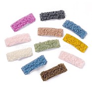 Faux Fur Imitation Lambs Wool Snap Hair Clips, with Stainless Steel Findings, for Girl Hair Decorate, Rectangle, Mixed Color, 74x27x8mm(PHAR-P004-06)