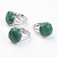 Adjustable Synthetic Malachite Finger Rings, with Brass Findings, US Size 7 1/4(17.5mm)(RJEW-F075-01I)