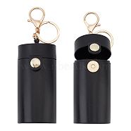 Mini Column Portable PVC Chapstick Keychain Holder, Fashion Lipstick Storage Bag Keychain, Black, 15.5cm(KEYC-WH0004-63)