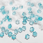 Transparent Glass Beads, Christmas Snowflake, Aqua, 11.5x10.5x7.5mm, Hole: 1mm(GLAA-B007-01E)