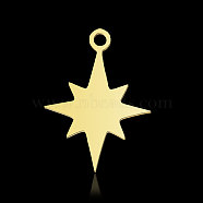201 Stainless Steel Pendants, Star, Real 18K Gold Plated, 19x14x1mm, Hole: 1.6mm(STAS-N090-LA890-2)