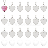 DIY Blank Heart Pendant Making Kit, Including 304 Stainless Steel Pendant Cabochon Settings, Glass Cabochons, Stainless Steel Color, 80Pcs/box(DIY-UN0005-51)