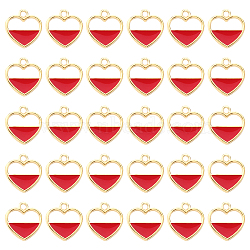 SUNNYCLUE 60Pcs Light Gold Alloy Enamel Pendants, Heart, Red, 16x15x2mm, Hole: 1.8mm(ENAM-SC0002-31)