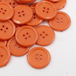 Acrylic Sewing Buttons, Plastic Shirt Buttons for Costume Design, 4-Hole, Dyed, Flat Round, DarkOrange, 25x3mm, Hole: 2mm(BUTT-E076-D-06)