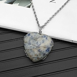 Natural Blue Spot Jasper Pendant Necklaces, 19.69 inch(50cm)(CY8832-1)