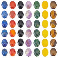 42Pcs 7 Styles Chakra Mixed Gemstone Cabochons, Oval, Mixed Dyed and Undyed, 10x8x4mm, 6pcs/style(G-BBC0001-41)