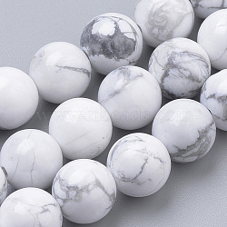 Natural Howlite Beads Strands, Round, 6mm, Hole: 1mm, about 58~62pcs/strand, 15 inch(G-S259-47-6mm)