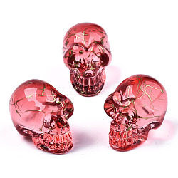 Electroplate K9 Glass Display Decorations, Drawbench, Skull, for Halloween, Red, 22x18x26mm(GLAA-R220-01-B03)
