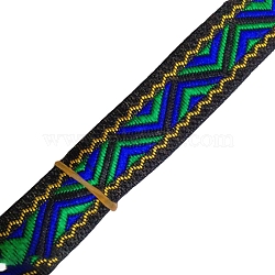 7M Ethnic Style Polyester Jacquard Triangle Ribbon, Black, 3/4 inch(20mm), about 7.66 Yards(7m)/Roll(PW-WG96346-12)