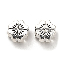 Tibetan Style Alloy European Beads, Lead Free & Cadmium Free, Antique Silver, Large Hole Beads, Flower, 11x10x7mm, Hole: 4.5mm(PALLOY-K019-03I-AS)