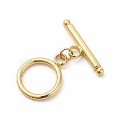 Rack Plating Eco-Friendly Brass Toggle Clasps, Long-Lasting Plated, Lead Free & Cadmium Free, Ring, Real 18K Gold Plated, Ring: 21x16x2mm, Hole: 4mm, Bar: 25x8x3mm, Hole: 4mm(KK-K165-35)