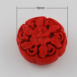 Cinnabar Beads, Flower, Red, 18x8mm, Hole: 2mm(X-CARL-Q001-7)