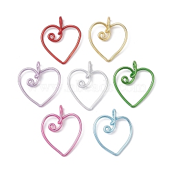 Aluminum Pendants, Heart, Mixed Color, 33x27x1.5mm, Hole: 3mm(PALLOY-JF02650)