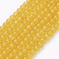 Crackle Glass Beads Strands, Round, Gold, 4mm, Hole: 1.1~1.3mm, 31.4 inch(X-CCG-Q001-4mm-10)