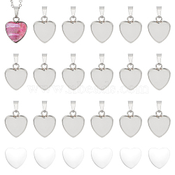 DIY Blank Heart Pendant Making Kit, Including 304 Stainless Steel Pendant Cabochon Settings, Glass Cabochons, Stainless Steel Color, 80Pcs/box(DIY-UN0005-51)