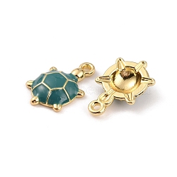 Alloy Enamel Pendants, Golden, Tortoise, Teal, 19x12x4mm, Hole: 1.6mm(ENAM-WH0057-21C)