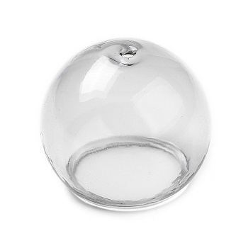 Transparent Glass Bead Cone, for Wind Chimes Making, Half Round, Gray, 25x21.5mm, Hole: 2mm, Inner Diameter: 16mm