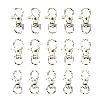 Alloy Swivel Lobster Claw Clasps, Swivel Snap Hook, Fine Jewelry Findings, Cadmium Free & Lead Free, Platinum, 34.5x17x5.5mm, Hole: 6x9mm