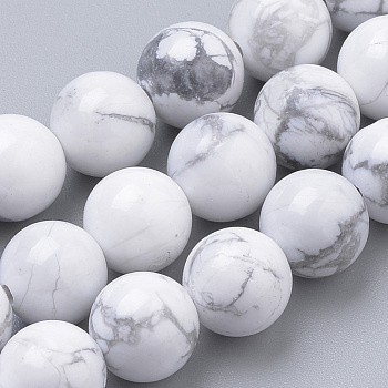 Natural Howlite Beads Strands, Round, 6mm, Hole: 1mm, about 58~62pcs/strand, 15 inch