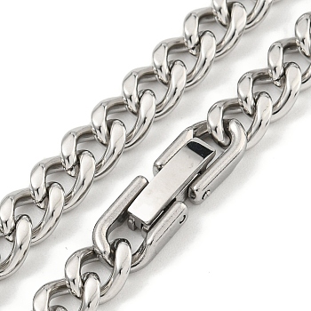 Non-Tarnish 201 Stainless Steel Cuban Link Chain Necklaces for Women and Men, Stainless Steel Color, 18.03 inch(45.8cm)