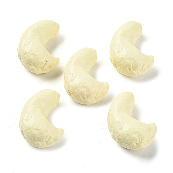 Opaque Resin Decoden Cabochons, Imitation Nut, Cashews, Beige, 25x16.5x10.5mm