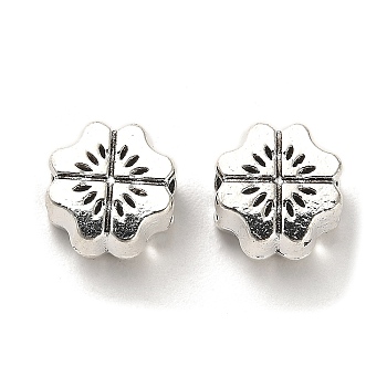 Tibetan Style Alloy European Beads, Lead Free & Cadmium Free, Antique Silver, Large Hole Beads, Flower, 11x10x7mm, Hole: 4.5mm