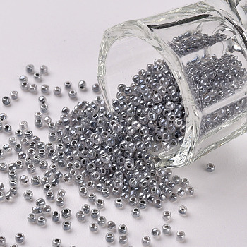 12/0 Grade A Round Glass Seed Beads, Ceylon, Slate Gray, 2x1.5mm, Hole: 0.7mm, about 5388pcs/50g