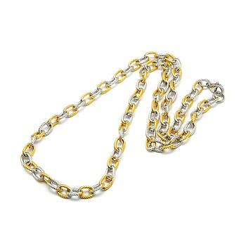 Fashionable 304 Stainless Steel Twisted Grain Cable Chain Necklaces, with Lobster Claw Clasps, Mixed Color, 20 inch~21 inch(50.8~53.3cm)x7mm