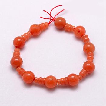 Natural Red Aventurine 3-Hole Guru Bead Strands, for Buddhist Jewelry Making, T-Drilled Beads, 16.5~18mm, Hole: 2~3mm, 2pcs/set, 10sets/strand, 6.5 inch