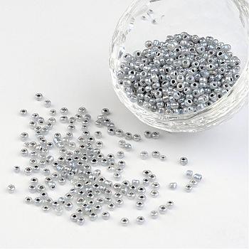 8/0 Ceylon Round Glass Seed Beads, Gray, Size: about 3mm in diameter, hole:1mm, about 1101pcs/50g
