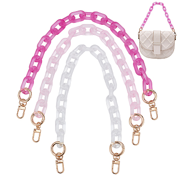 WADORN 3Pcs 3 Colors Pink Series Acrylic Cable Chain Bag Handles, with Alloy Swivel Clasps, for Bag Strap replacement Accessories, Mixed Color, 455mm, 1pc/color