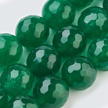 Natural Malaysia Jade Beads Strands, Dyed, Faceted, Round, Dark Green, 6mm, Hole: 1mm, about 62pcs/strand, 14.5 inch